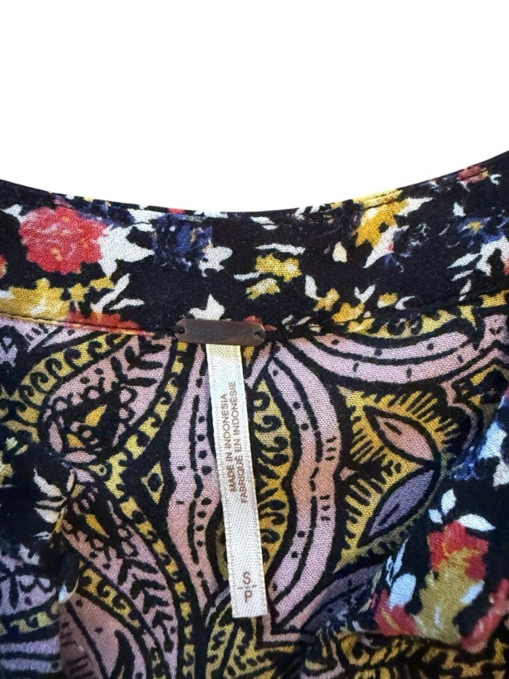 Free People Boho Floral Mixed-Print Long Sleeve Tunic Peasant Small - Picture 3 of 4